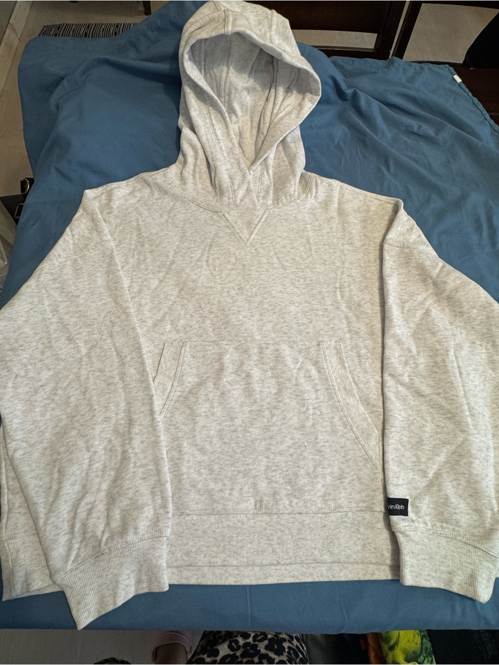 Calvin Klein Heather Light Gray Hooded Pullover